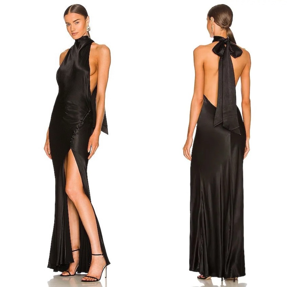 SAU Lee Penelope Low Cut Back Gown Black NEW with tags - Picture 7 of 7